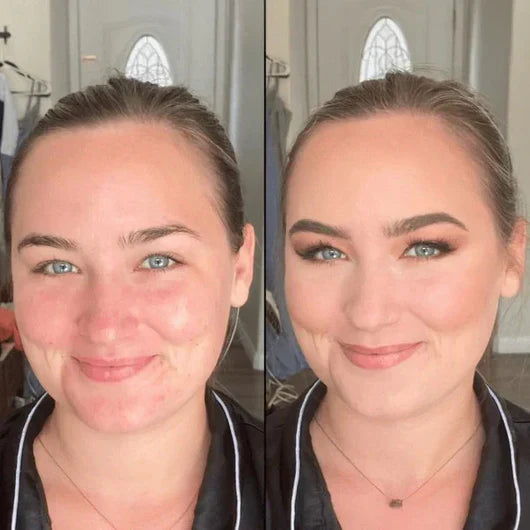 Color-changing foundation stick transformation on light skin tones